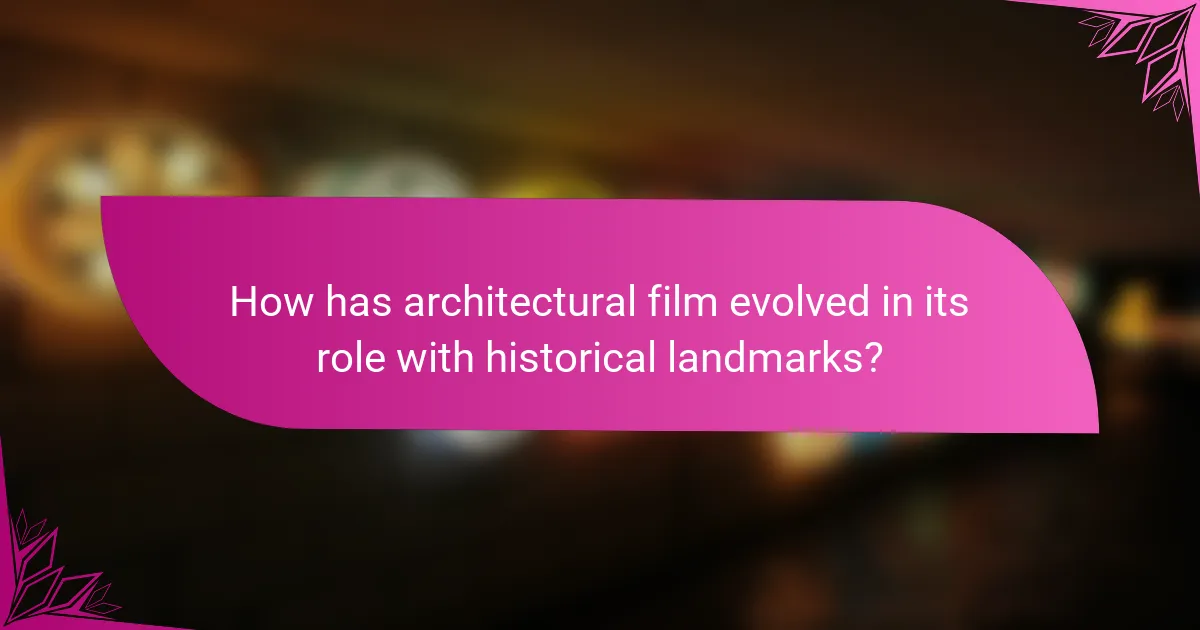 How has architectural film evolved in its role with historical landmarks?