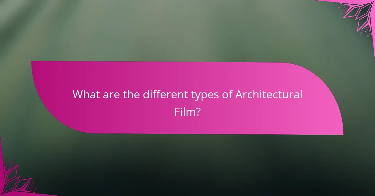 What are the different types of Architectural Film?