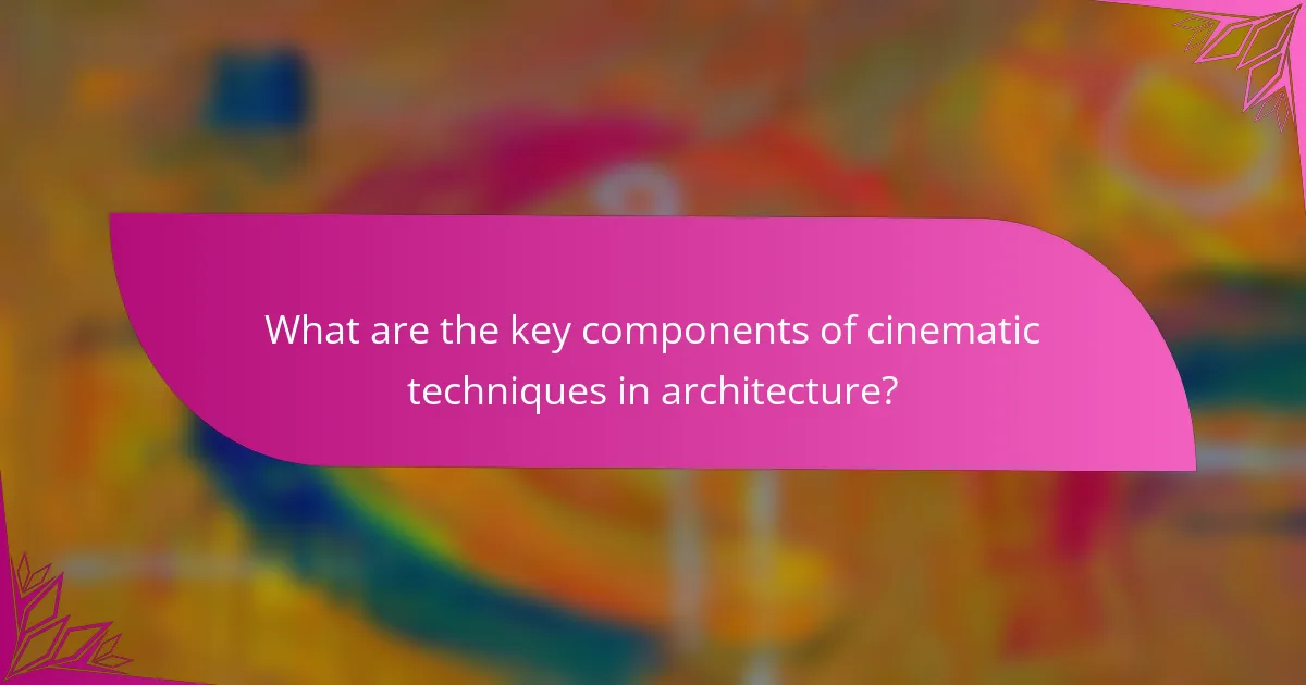 What are the key components of cinematic techniques in architecture?