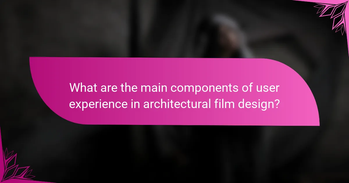 What are the main components of user experience in architectural film design?