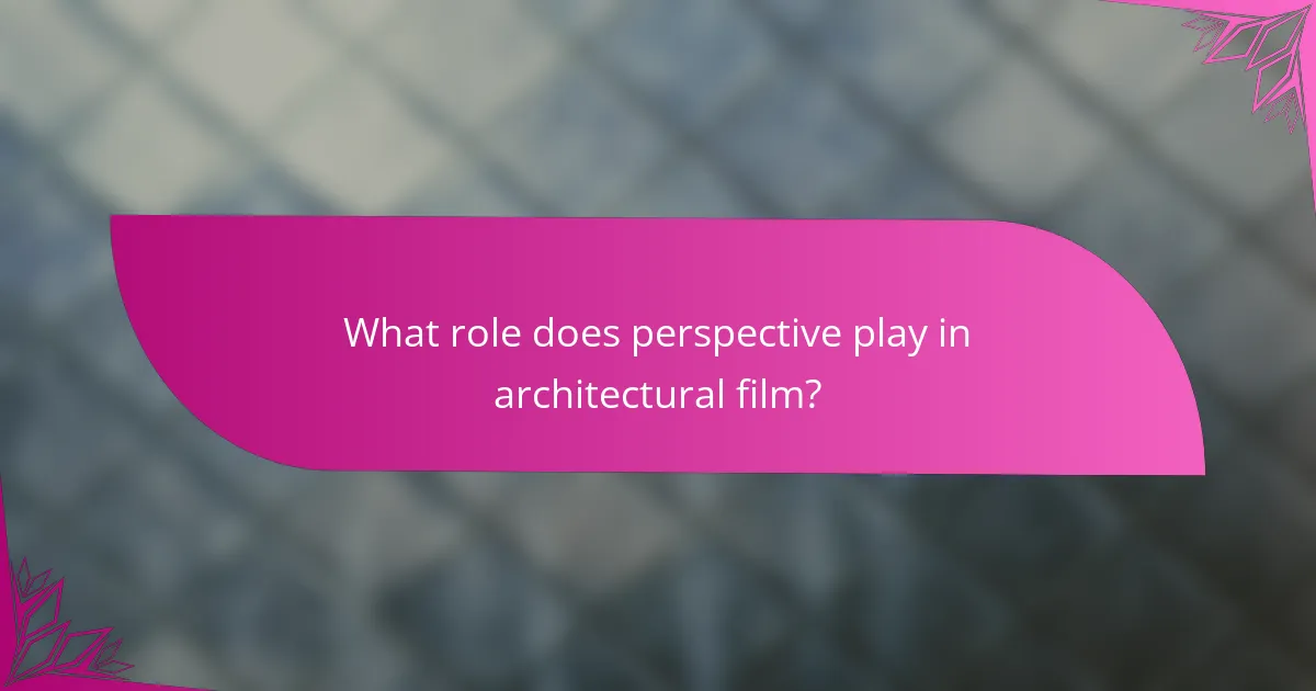 What role does perspective play in architectural film?